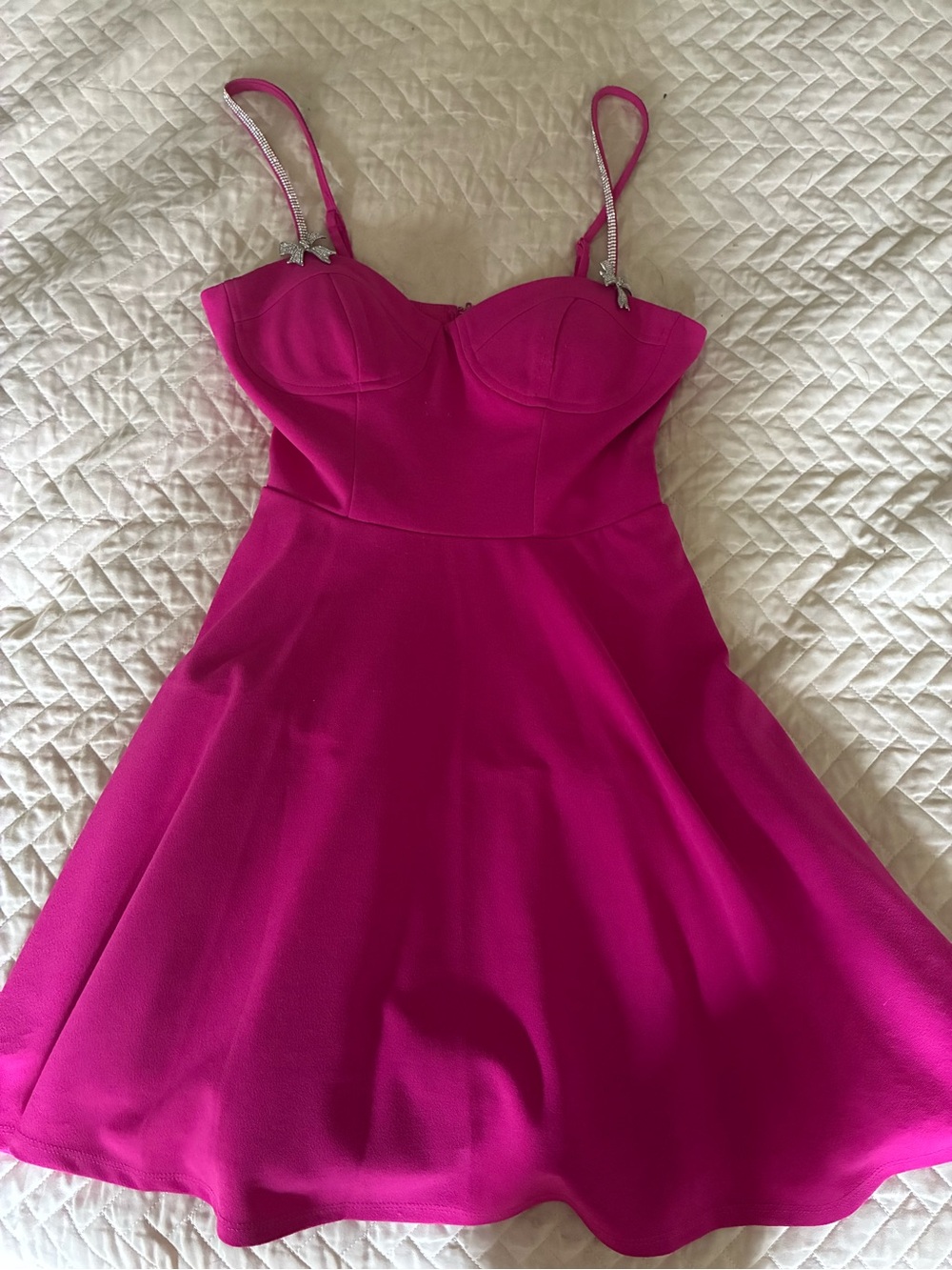 Fuchsia Spaghetti-Strap Mini Dress with Structured Bust